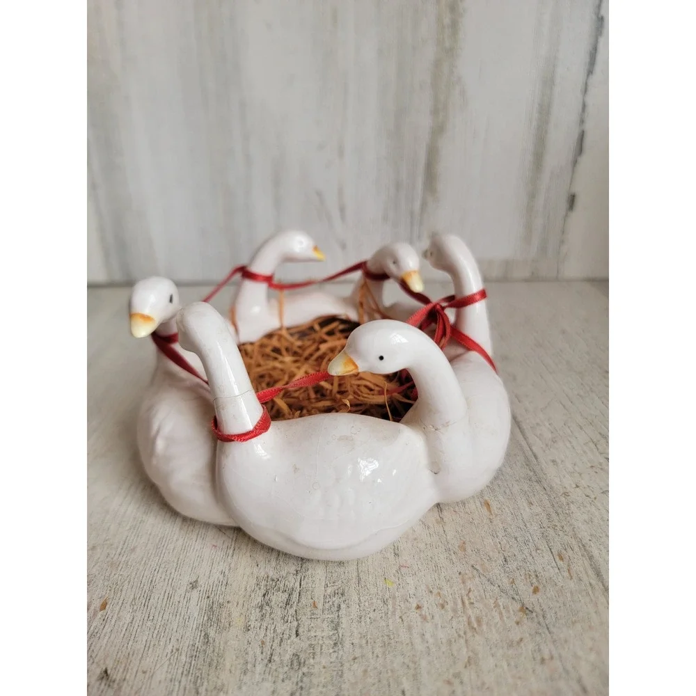 Ron‎ Gordon geese trinket vintage candy dish goose unique home decor